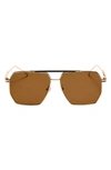 Fifth & Ninth Goldie 60mm Polarized Aviator Sunglasses In Gold/brown