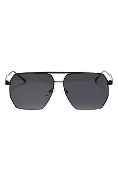 Fifth & Ninth Goldie 60mm Polarized Aviator Sunglasses In Black/ Black