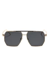 Fifth & Ninth Goldie 60mm Polarized Aviator Sunglasses In Gold/ Black