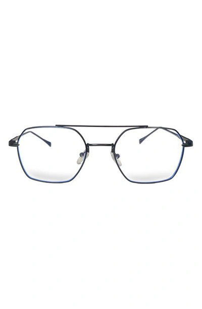 Fifth & Ninth Loki 51mm Geometric Blue Light Blocking Glasses In Black/ Clear