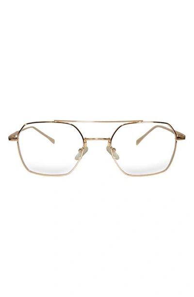 Fifth & Ninth Loki 51mm Geometric Blue Light Blocking Glasses In Gold/ Clear