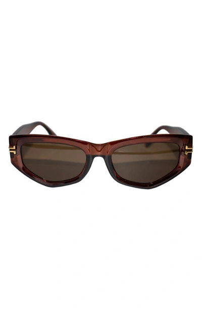 Fifth & Ninth Wren 52mm Polarized Geometric Sunglasses In Brown/ Brown