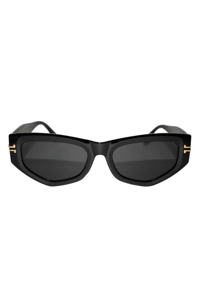 Fifth & Ninth Wren 52mm Polarized Geometric Sunglasses In Black/black