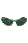 Fifth & Ninth Racer 72mm Polarized Wraparound Sunglasses In Green/ Black