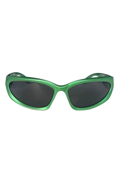 Fifth & Ninth Racer 72mm Polarized Wraparound Sunglasses In Green/ Black