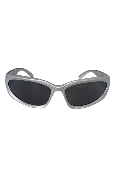 Fifth & Ninth Racer 72mm Polarized Wraparound Sunglasses In Silver/ Black