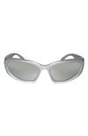 Fifth & Ninth Racer 72mm Polarized Wraparound Sunglasses In Silver/ Silver