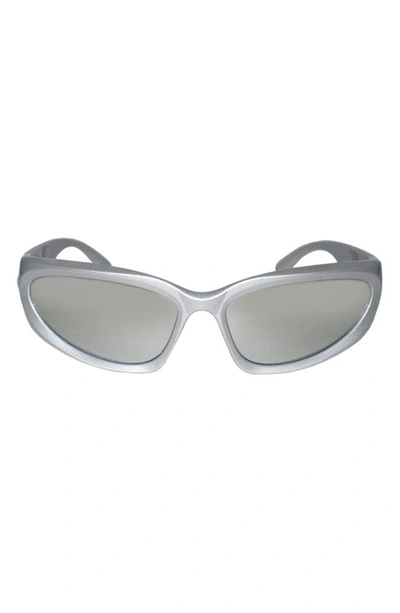 Fifth & Ninth Racer 72mm Polarized Wraparound Sunglasses In Silver/ Silver