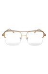 Fifth & Ninth Sunday 58mm Aviator Blue Light Blocking Glasses In Gold/ Clear