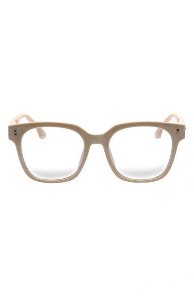 Fifth & Ninth Sage 53mm Round Blue Light Blocking Glasses In Beige/ Clear