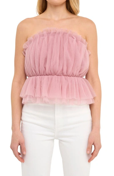 Endless Rose Strapless Tulle Peplum Top In Lilac