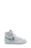 Nike Kids' Blazer Mid '77 High Top Sneaker In Pure Platinum,barely Grape,thunder Blue,metallic Silver