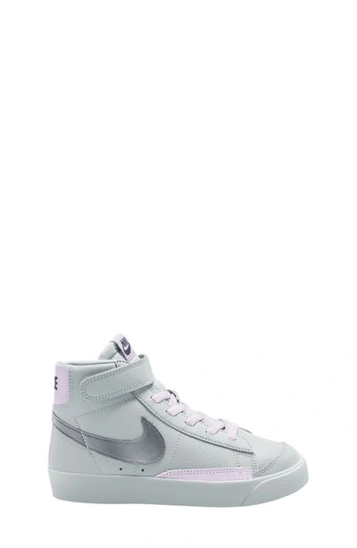 Nike Kids' Blazer Mid '77 High Top Sneaker In Pure Platinum,barely Grape,thunder Blue,metallic Silver