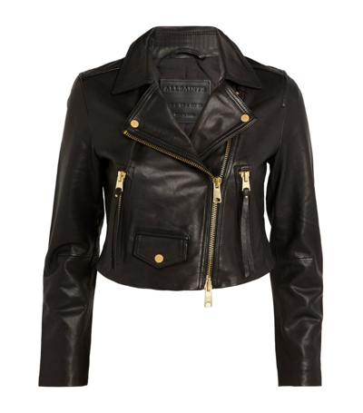 Allsaints Leather Elora Biker Jacket In Black