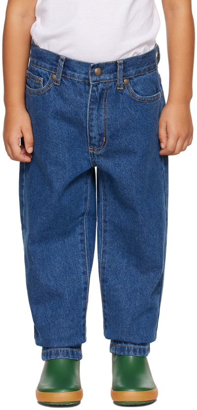 Repose Ams Kids Blue 5 Pocket Jeans In Rinsed Blue