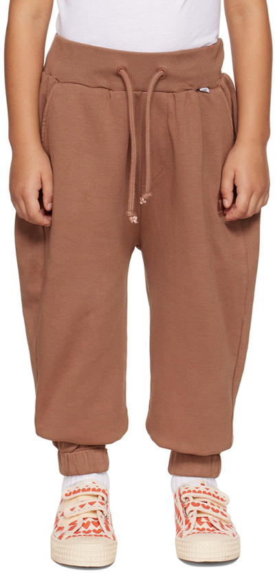 Repose Ams Kids Brown Embroidered Lounge Pants In Root Brown