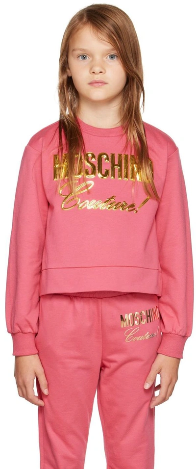 Moschino Kids Pink 'couture' Sweatshirt In Carmine Rose