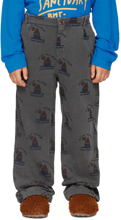 Bonmot Organic Kids Gray 'wild Homes' Trousers In Good Night