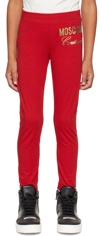 Moschino Kids Red 'couture' Leggings In Var. 50662 Red