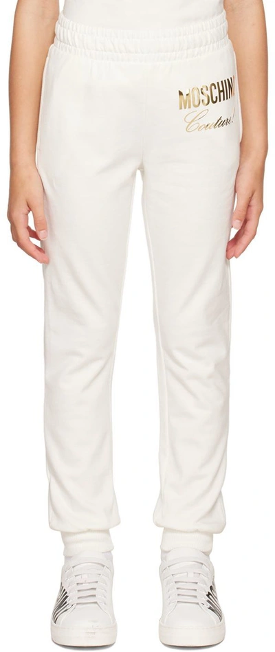 Moschino Kids White 'couture' Lounge Pants In Var. 10063 Cloud