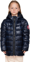 CANADA GOOSE KIDS NAVY CROFTON HOODY DOWN JACKET