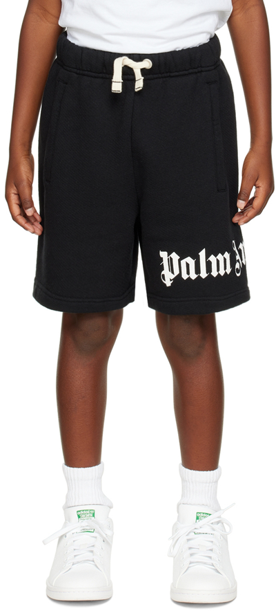Palm Angels Kids Black Logo-print Cotton Shorts (4-10 Years)