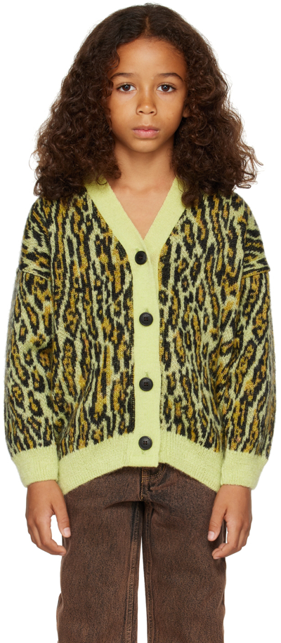 Wildkind Kids Green Shane Cardigan In Leopard Lime