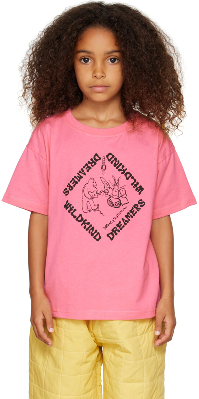 Wildkind Kids Pink Oversized Dreamers Diamond T-shirt In Dreamers Diamond Pin