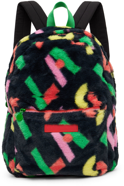Stella Mccartney Kids Black Graphic Backpack In 930mc Black