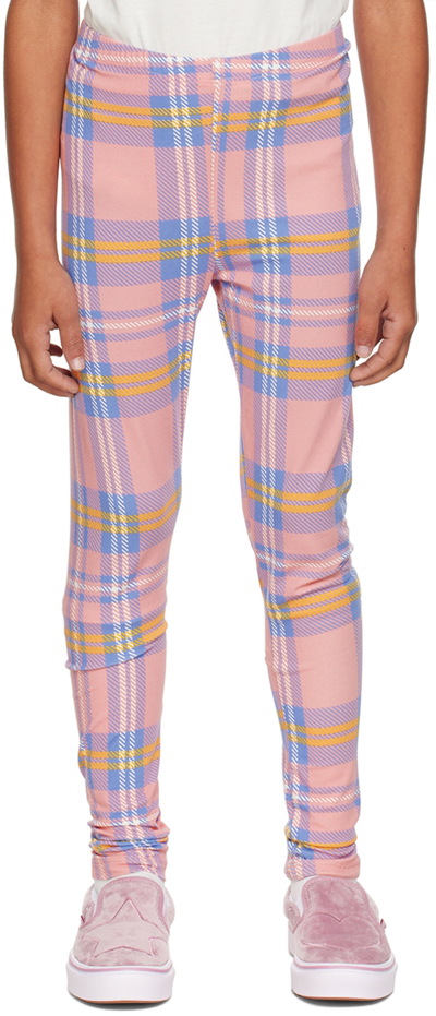 Mini Rodini Girls Pink Check Leggings