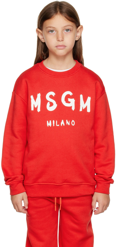 Msgm Kids Red Logo Sweatshirt In 40 Rosso