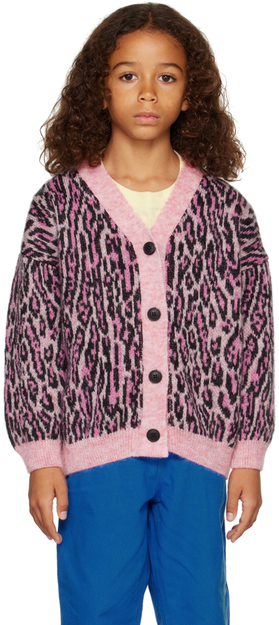 Wildkind Kids Pink Shane Cardigan In Leopard Pink