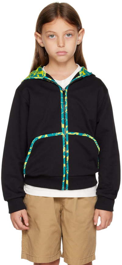 Versace Kids Black Baroque Silhouette Hoodie In 2b070 Black