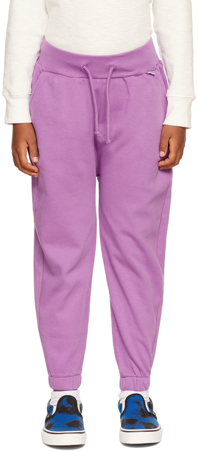 Repose Ams Kids Purple Embroidered Lounge Pants In Purple Love
