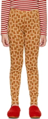 MISHA AND PUFF KIDS BROWN PRINTED LEGGINGS