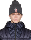 MONCLER GREY PATCH BEANIE