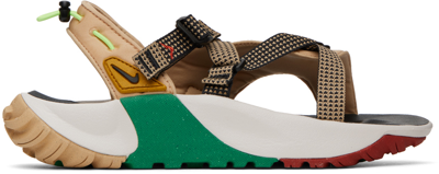 Nike 20mm Oneonta Panelled Open-toe Sandals In Sesame/off Noir/stadium Green/black