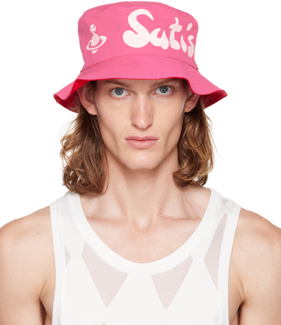 Vivienne Westwood Pink Itc Edition Fisher Bucket Hat In A301 Pink/white