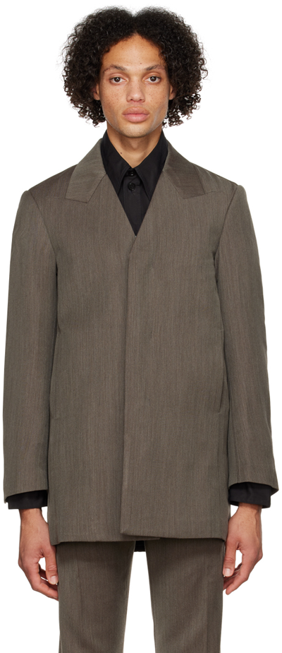 Cornerstone Khaki Concealed Blazer In Black Wood