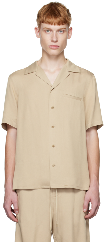 Nili Lotan Cody Camp-collar Cotton-twill Shirt In Neutrals