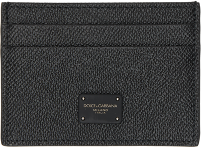 Dolce & Gabbana Men's Dauphine Leather Card Holder In Black