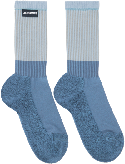 Jacquemus Blue 'les Chaussettes À L'envers' Socks In 330 Blue