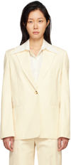 Gia Studios Off-white Single Button Blazer In Cream