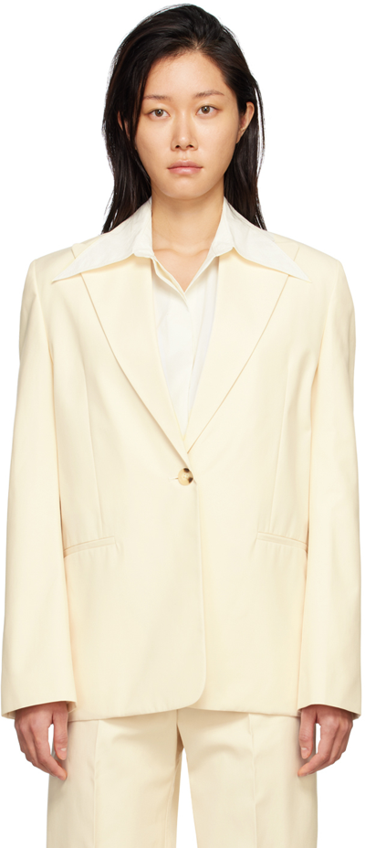 Gia Studios Off-white Single Button Blazer In Cream