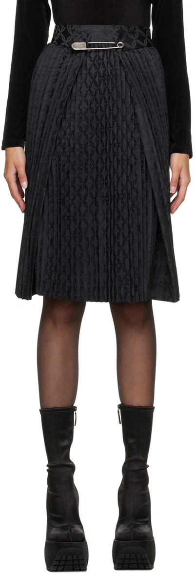 Charles Jeffrey Loverboy Patterned-jacquard Pleated Skirt In Black