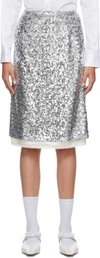 COMMISSION SILVER SEQUINNED MIDI SKIRT