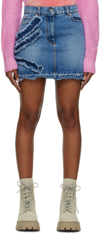 Msgm Blue Frayed Denim Miniskirt In 85 Blue