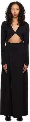 Esse Studios Black Envelope Flume Maxi Dress In Black
