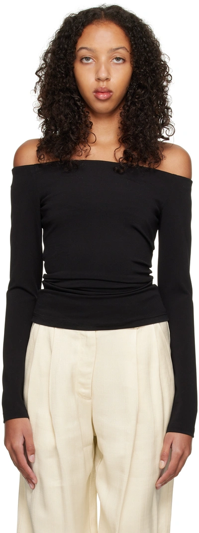 Esse Studios + Net Sustain Off-the-shoulder Stretch-knit Top In Black