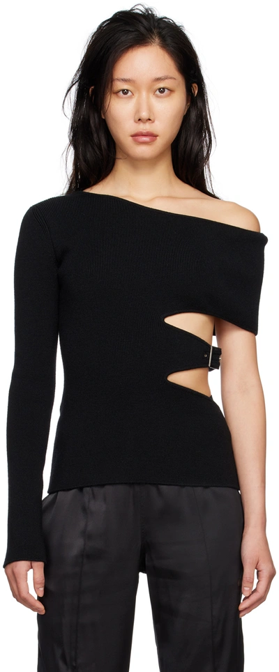 Tom Ford Black One-shoulder Sweater In Lb999 Black